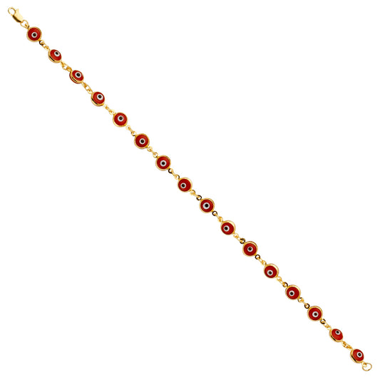 14KY Red Evil Eye Bracelet