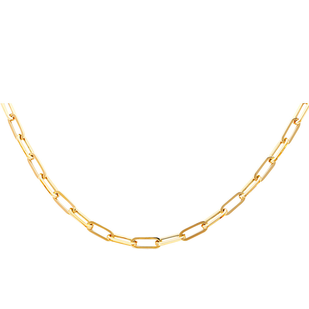 14KY 4.0mm Hollow Paperclip Necklace Chain - 18"